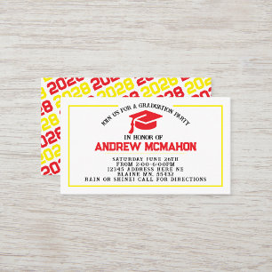 Faire-part Invitation de diplôme rouge et jaune In