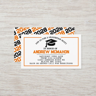 Faire-part Invitation de graduation noir orange In
