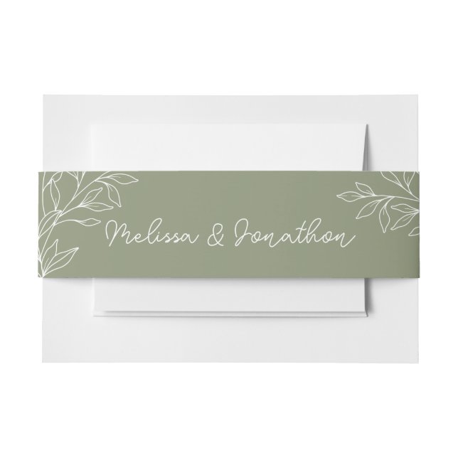 Faire-part Invitation de mariage Fleurs Boho Sauge Bandeau de (Devant Example)