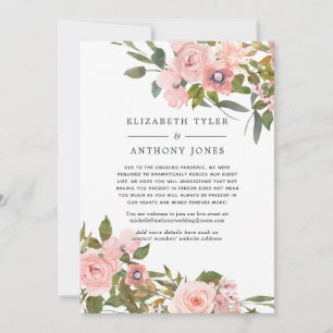 Faire-part Invité de mariage réduit floral rose et or rose