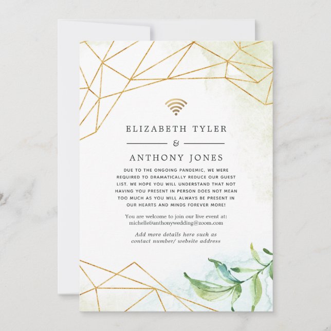 Faire-part Invités de mariage géométriques à l'aquarelle tend (Devant)