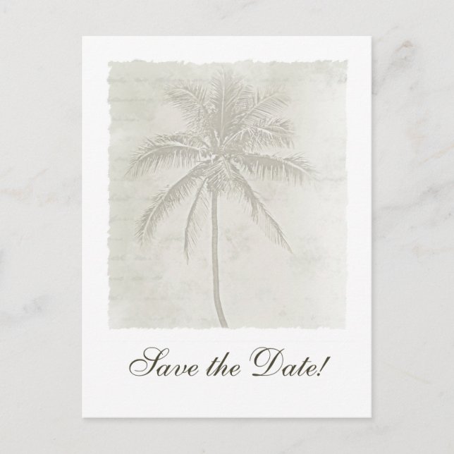 Faire-part Island Palm Tree Enregistrer la date Carte postale (Devant)