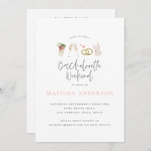 Faire-part Itinéraire chic bachelorette champagne rose