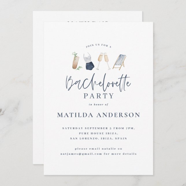 Faire-part Itinéraire de week-end de bachelorette pour les pe (Devant / Derrière)