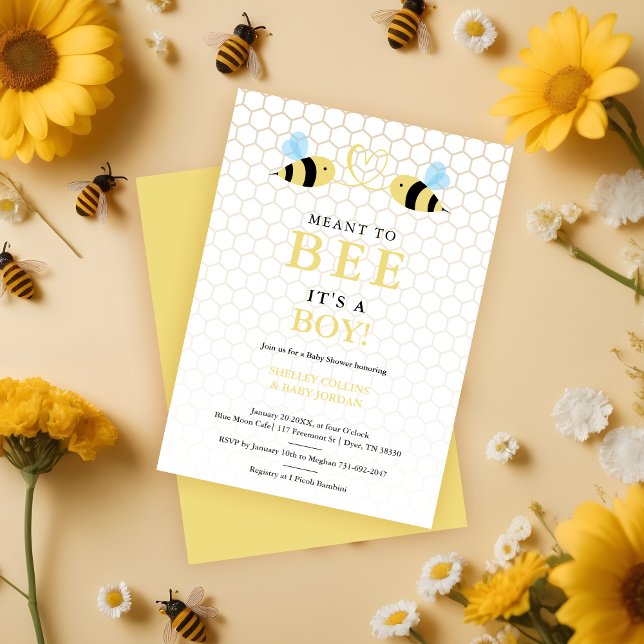 Faire-part It's a Boy Meant To Bee Quote Funny 2 Bees In Love (It's a Boy Meant To Bee Quote Funny 2 Bees In Love Announcement Card)