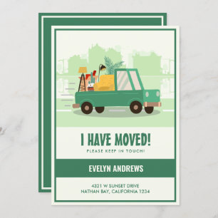 Faire-part J’ai déplacé ma voiture verte sur la route