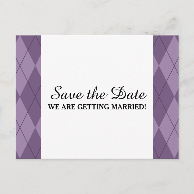 Faire-part Jacquard violet Enregistrer la date Carte postale (Devant)
