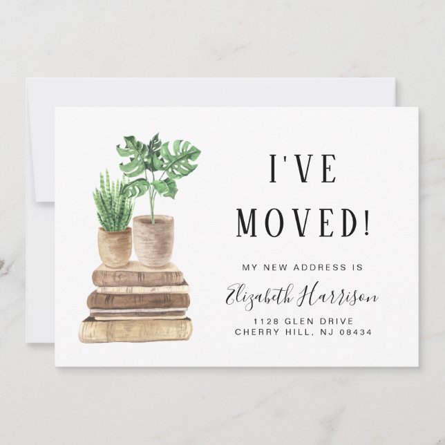 Faire-part J'ai déménagé Boho Plante Aquarelle Moving (Devant)
