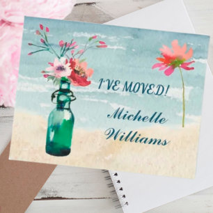 Faire-part J'ai déménagé Élégant Pastel Floral Budget Move