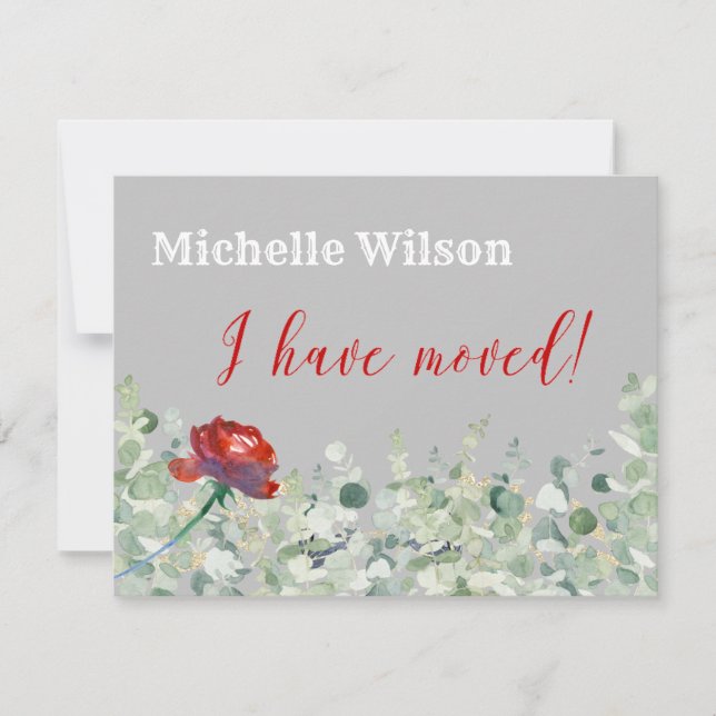 Faire-part J'Ai Déménagé Eucalyptus Élégant Budget Déménager (Devant)