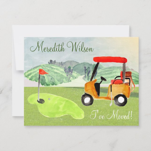 Faire-part J'ai déménagé Golf Cart Greens Sun Budget Move (Devant)