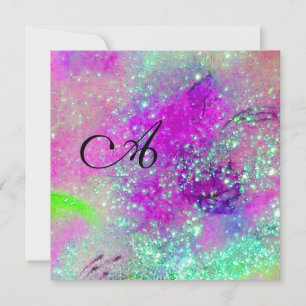 Faire-part JARDIN DES OMBRES PERDUES -monogramme, bleu violet