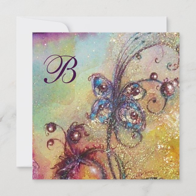 Faire-part JARDIN DES OMBRES PERDUES - Monogramme PAPILLON (Devant)