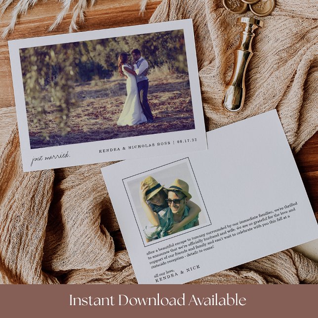 Faire-part Je me suis marié | Photo de mariage recto-verso (Créateur téléchargé)