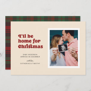 Faire-part Je serai à la maison pour la grossesse de Noël