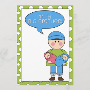 Faire-part je suis un grand frère (jumeau garçon/fille) faire