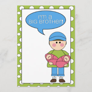 Faire-part je suis un grand frère (soeurs jumelles)