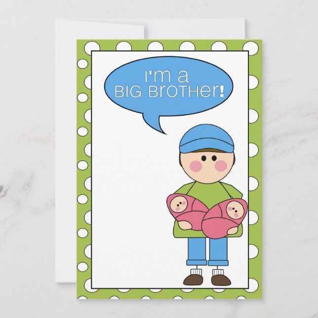 Faire-part je suis un grand frère (soeurs jumelles) (Devant)