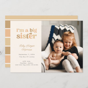 Faire-part Je suis une grande soeur (neutre) Naissance photo