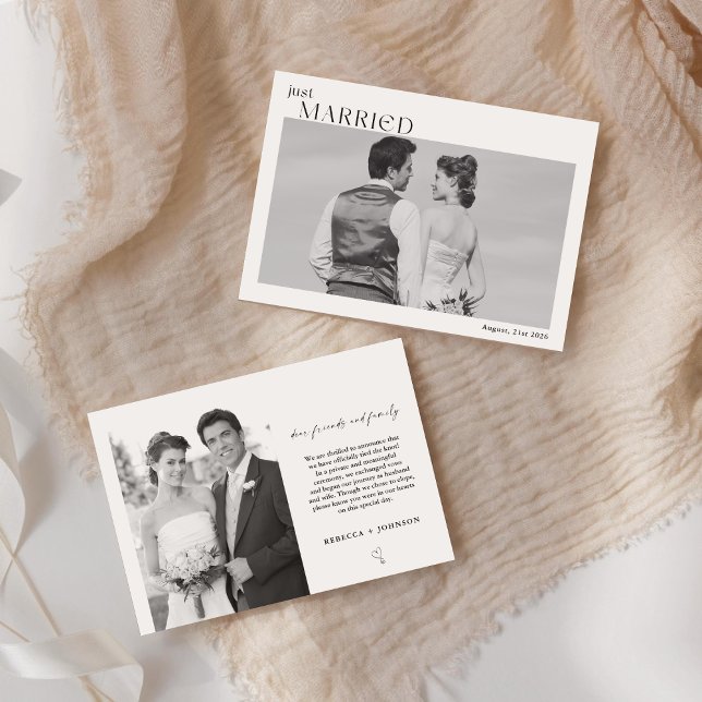 Faire-part Jeunes Mariés Photo Moderne Noir et Blanc (Créateur téléchargé)