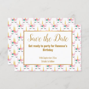 Faire-part Joli blanc Unicorn Horn SAVE DATE