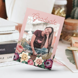 Faire-part Joli Blush rose Botanique Floral Boho Graduation