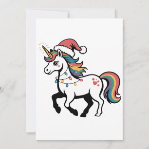 Faire-part Joli licorne cerf renne lumières de Noël drôle 