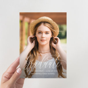 Faire-part Joli Script Blush Virtual Graduation Party Photo