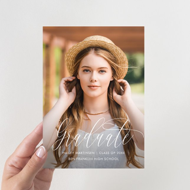 Faire-part Joli Script Blush Virtual Graduation Party Photo (Créateur téléchargé)