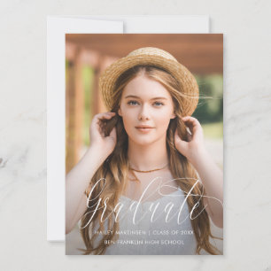 Faire-part Joli Script Virtual Graduation Party Photo