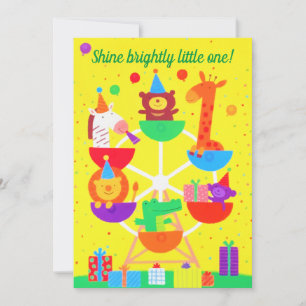 Faire-part Jolie Ferris Roues Bois Animaux