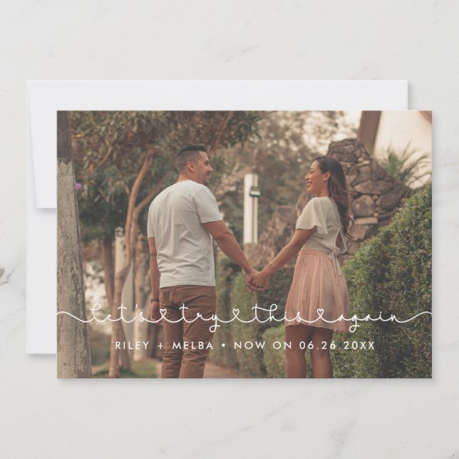 Faire-part Jolie police de cœur qui se connecte Réessayons (Devant)