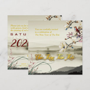 Faire-part Jolie scène bucolique Rat vietnamien Année 2020 SF