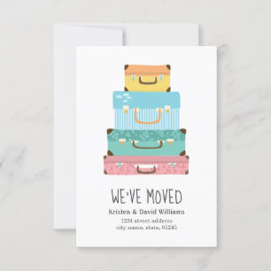 Faire-part Jolie valise colorée Nous avons déménagé Déménagem