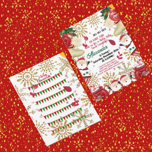 Faire-part Jolly Père Noël Gold Snowflake Noël 1er anniversai