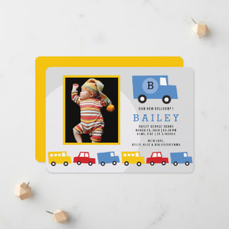 Faire-part Jouets Jouets Transport coloré Bébé Garçon Photo N