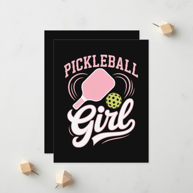 Faire-part Joueuse de pickleball fille (Devant/Arrière en situation)