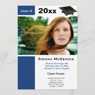 Faire-part Journée portes ouvertes de remise de diplômes Bleu