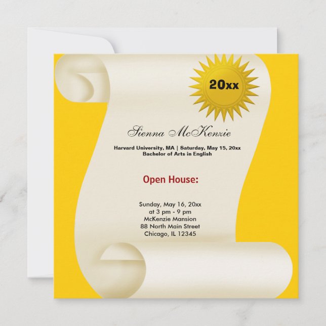 Faire-part Journée portes ouvertes de remise de diplômes (Jau (Devant)