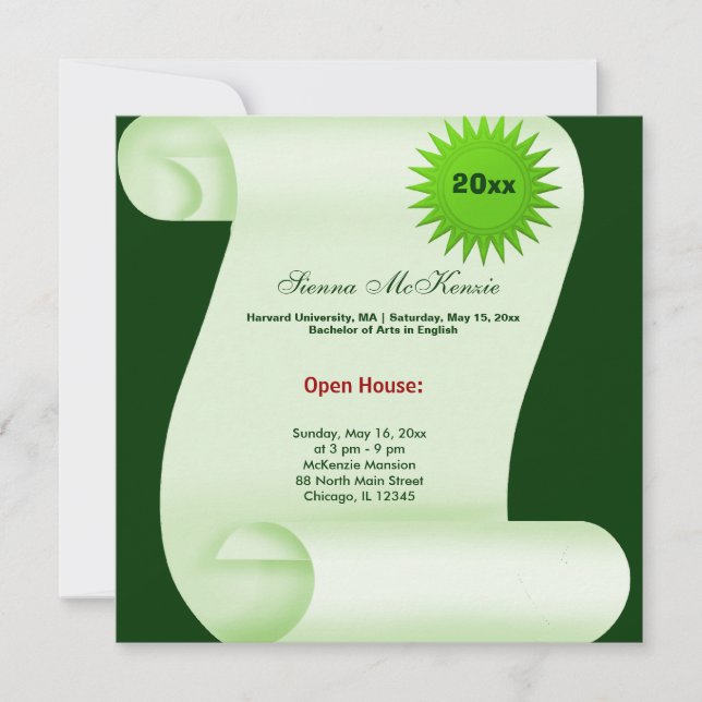 Faire-part Journée portes ouvertes de remise des diplômes (Ve (Devant)