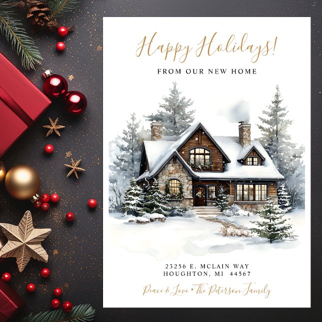 Faire-part Joyeuses fêtes Rustique Nouvelle maison déménager (Créateur téléchargé)