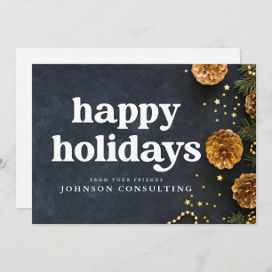 Faire-part Joyeuses Vacances Étoiles modernes et cônes de pin