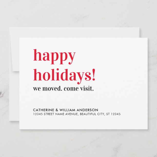Faire-part Joyeuses vacances Nous avons déménagé Venez visite (Devant)