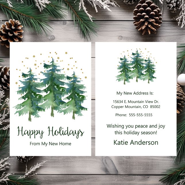 Faire-part Joyeuses Vacances Nouveau Accueil Pins Arbres (Créateur téléchargé)