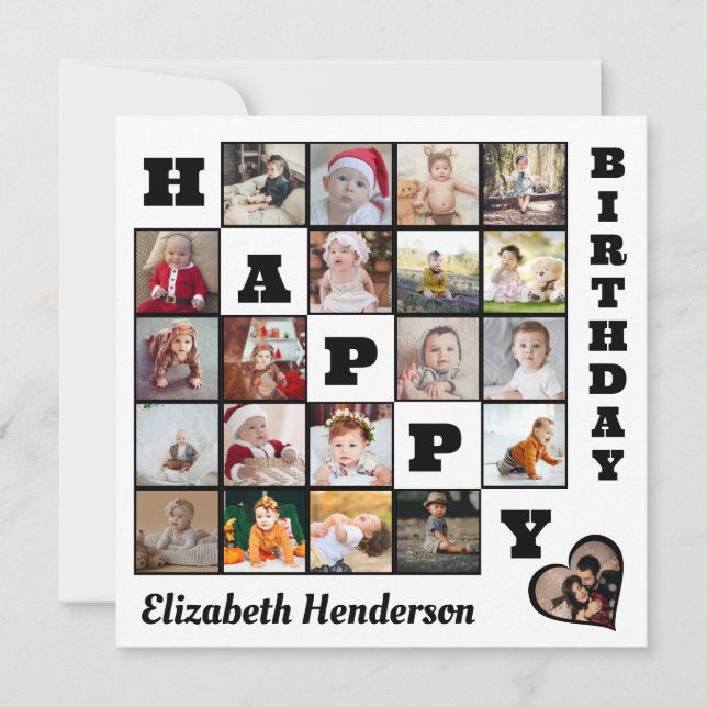 Faire-part Joyeux anniversaire Custom 21 Photo Collage Cadeau (Devant)