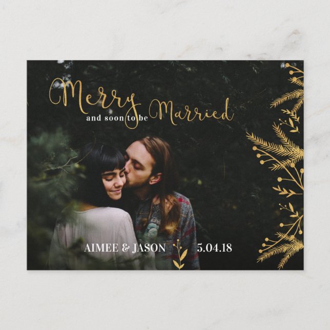 Faire-part Joyeux et bientôt mariés Carte postale de Noël (Devant)