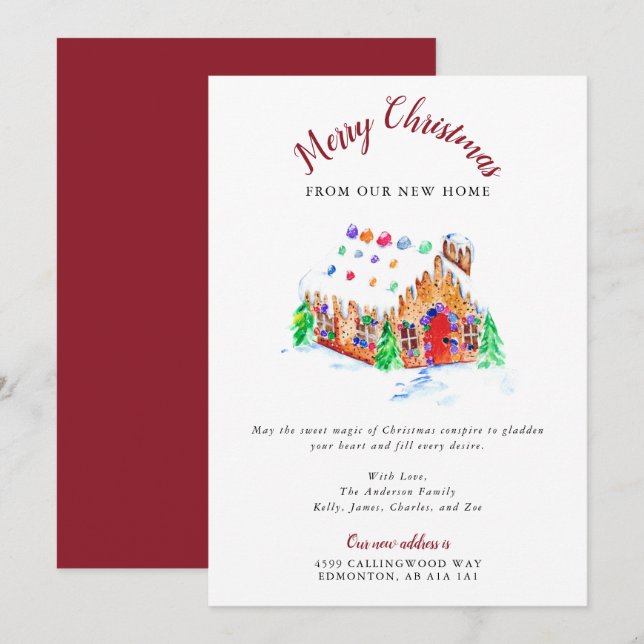 Faire-part Joyeux Noël de notre nouvelle maison Adresse mobil (Devant / Derrière)