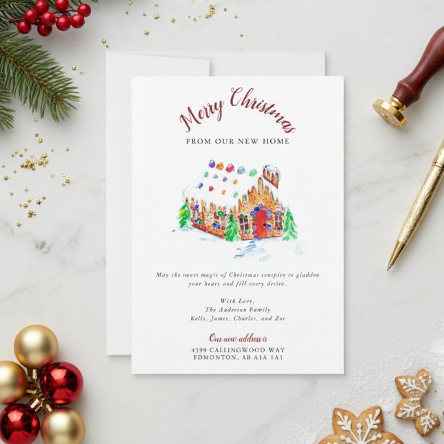 Faire-part Joyeux Noël de notre nouvelle maison Adresse mobil (Créateur téléchargé)