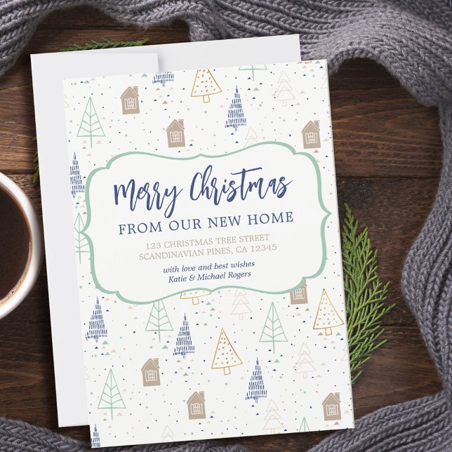 Faire-part Joyeux Noël de Nouvelle Maison Forêt Scandinave (Créateur téléchargé)