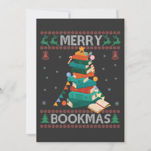 Faire-part Joyeux Noël Drôle Moche Xmas Sweater Bibliothèque
